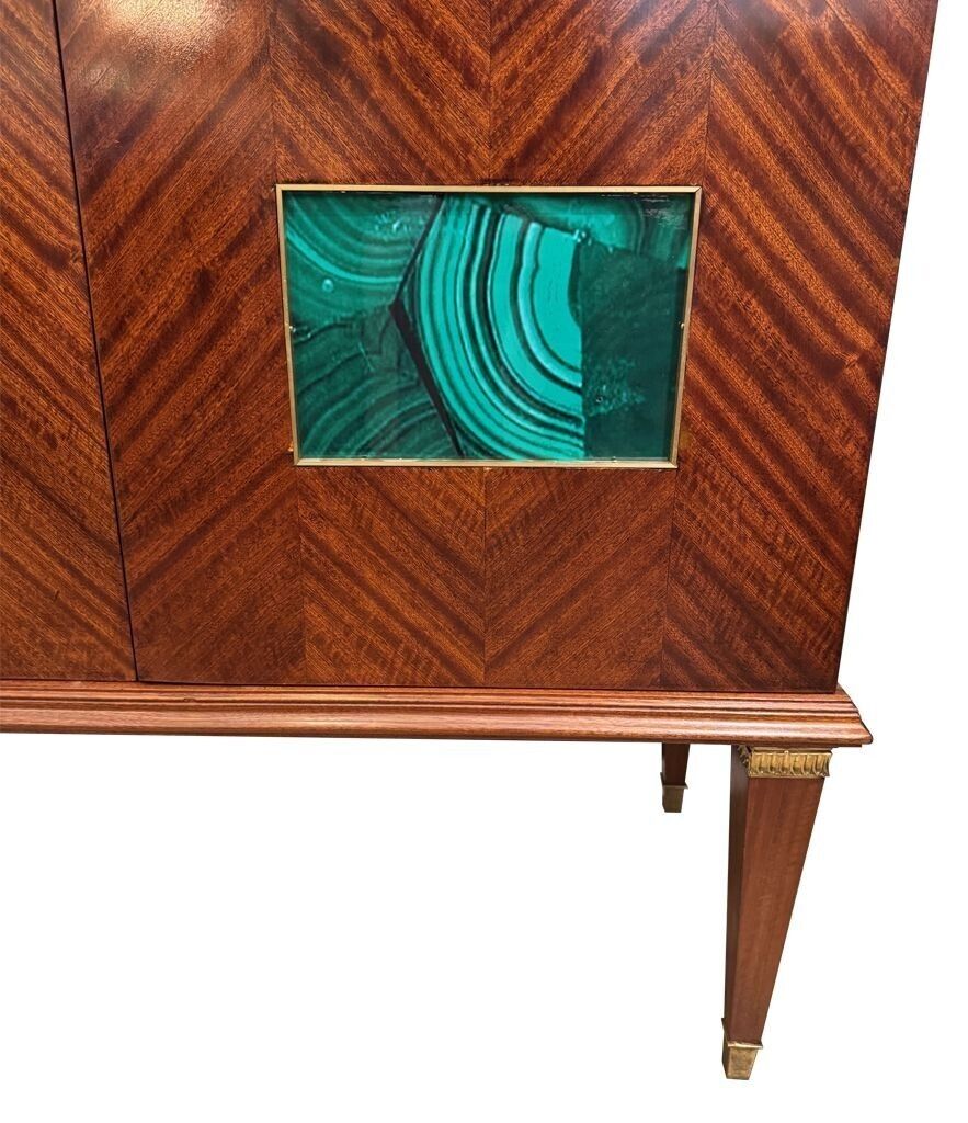 photo buy A Wonderful 1950s Two Doored Bar Cabinet By Poalo Buffa With Faux Malachite Panels