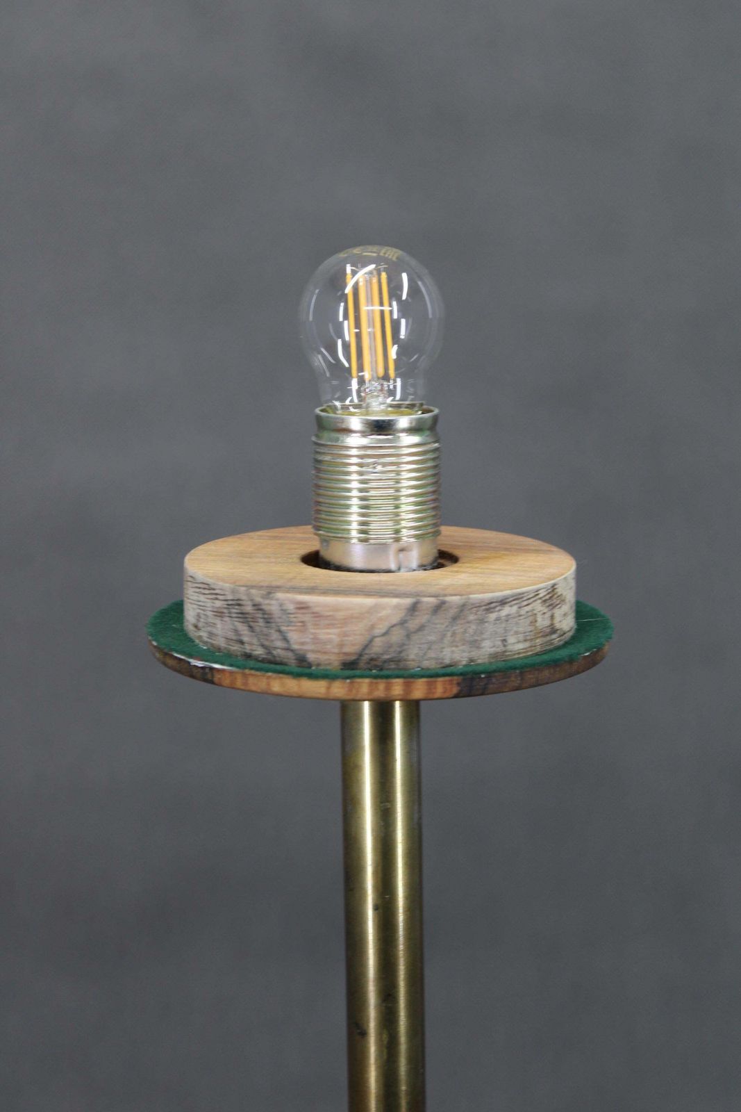 1940s Restored Floor Lamp In Brass Finish With  Glass Shade photo vinterior