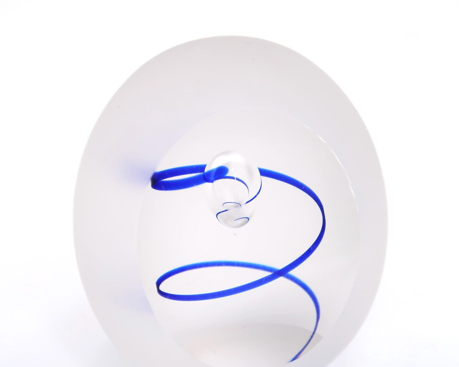 Glass Paperweight With Blue Spiral By Studio Ahus Sweden, 1996 / 1990s, Scandinavian, Art Sculpture photo Home Decor