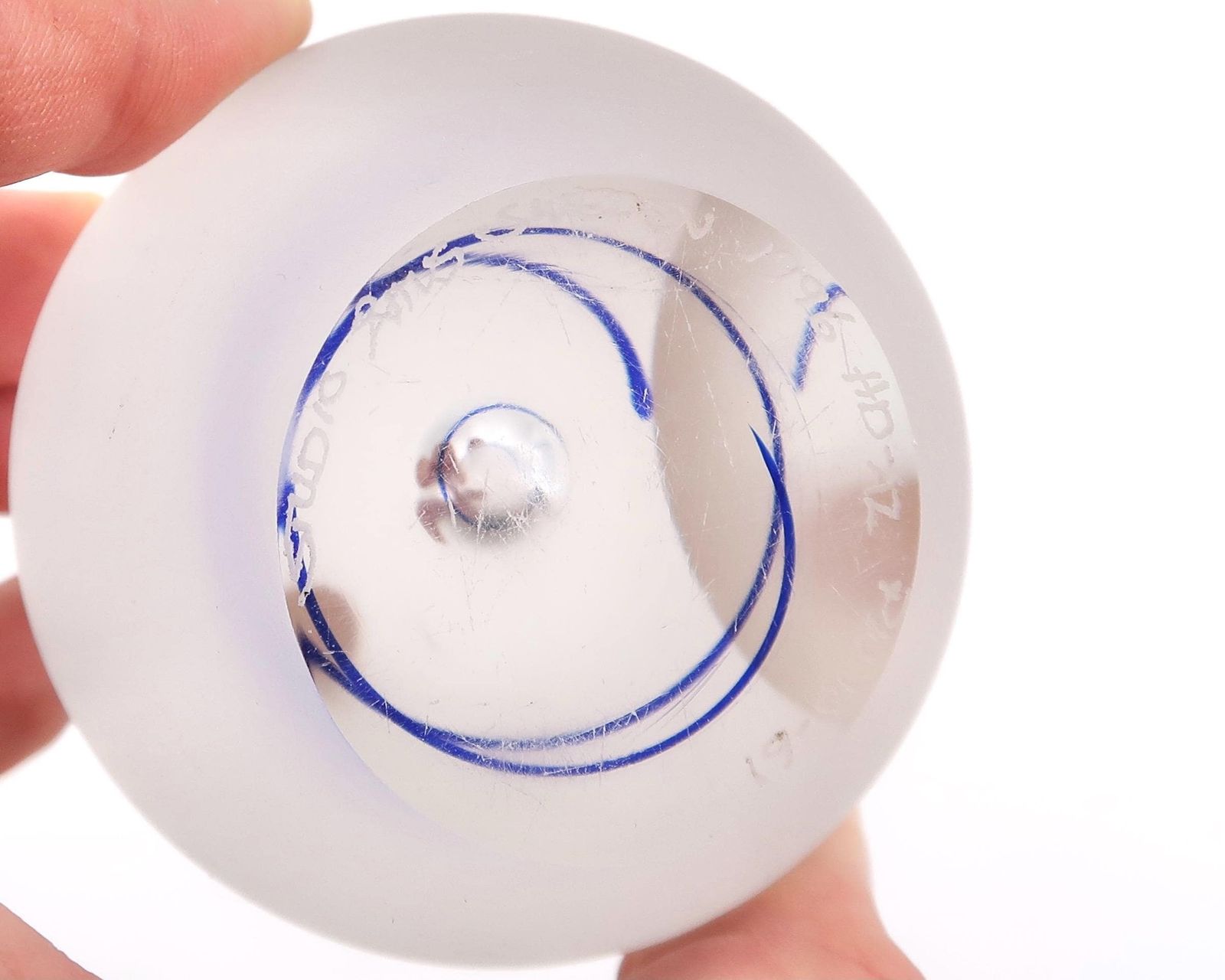 Glass Paperweight With Blue Spiral By Studio Ahus Sweden, 1996 / 1990s, Scandinavian, Art Sculpture photo buy