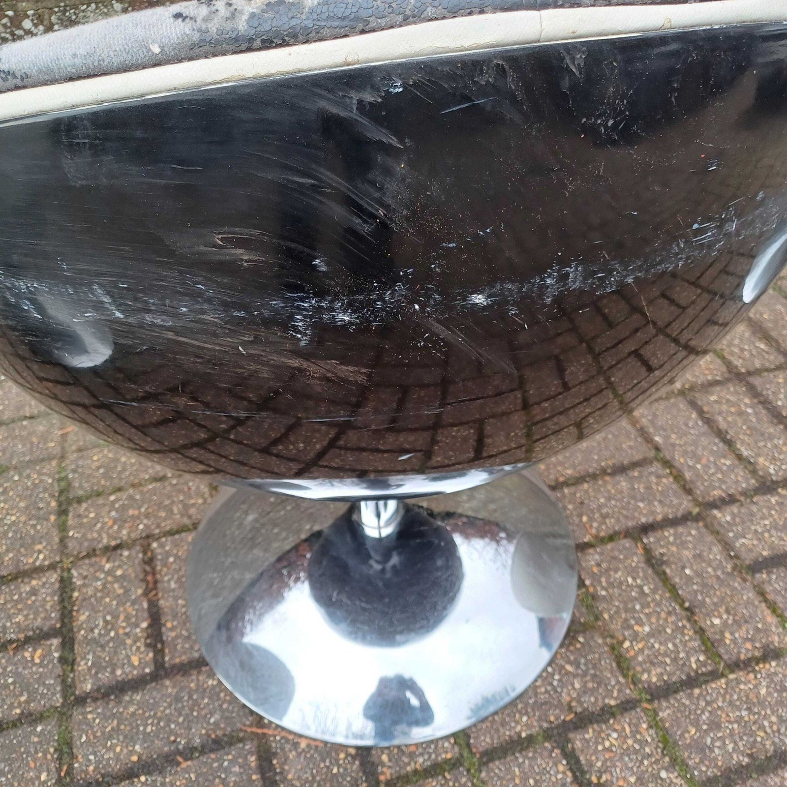 Set Of 3 1970s Style Globe Chairs Chrome And Fibre Glass Or Plastic Need Work photo buy