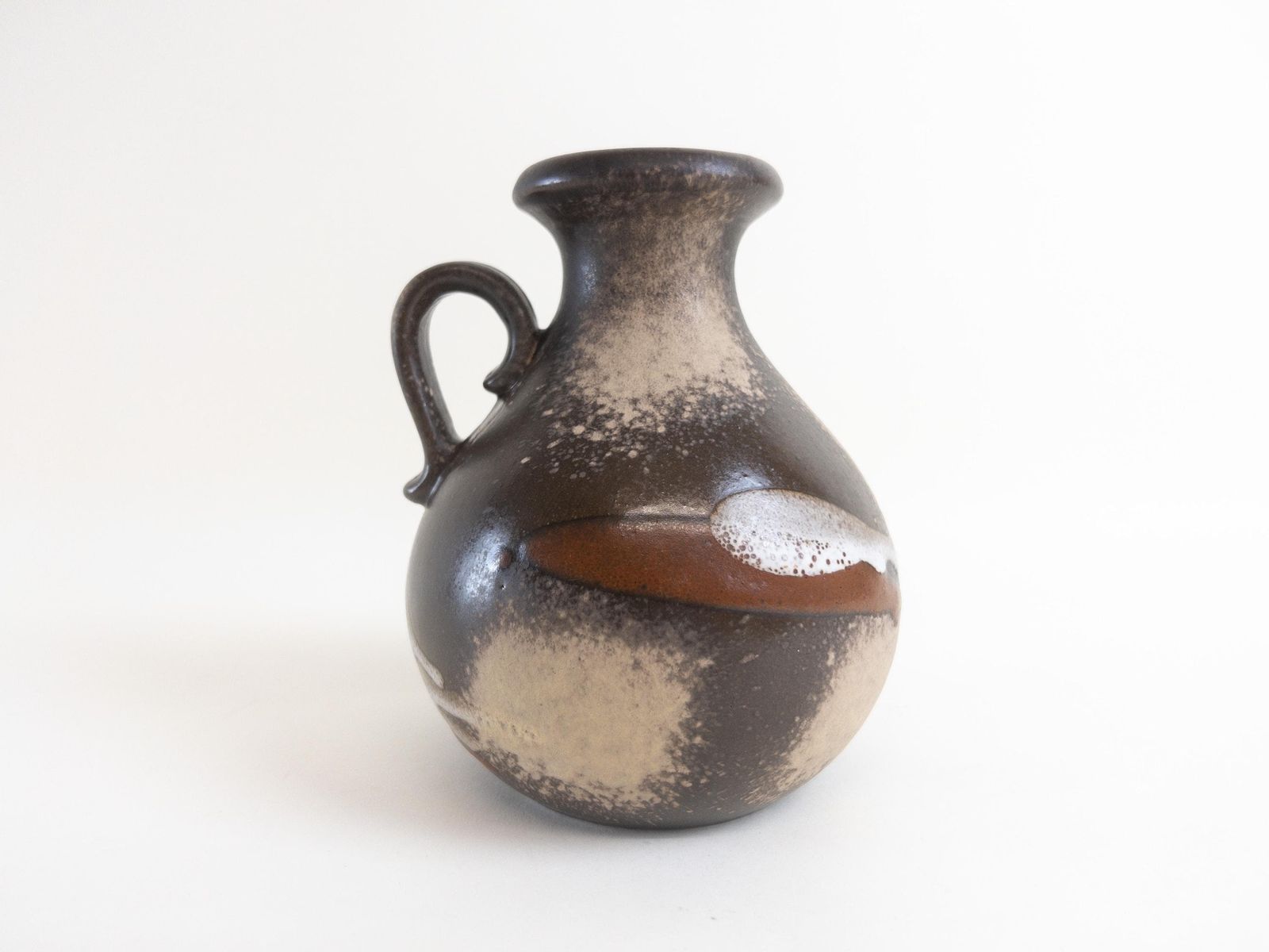 West German Pottery   Ceramic Vase By Scheurich Keramik   Form 495 16   Brown, Earthy   Coppery West German Vase