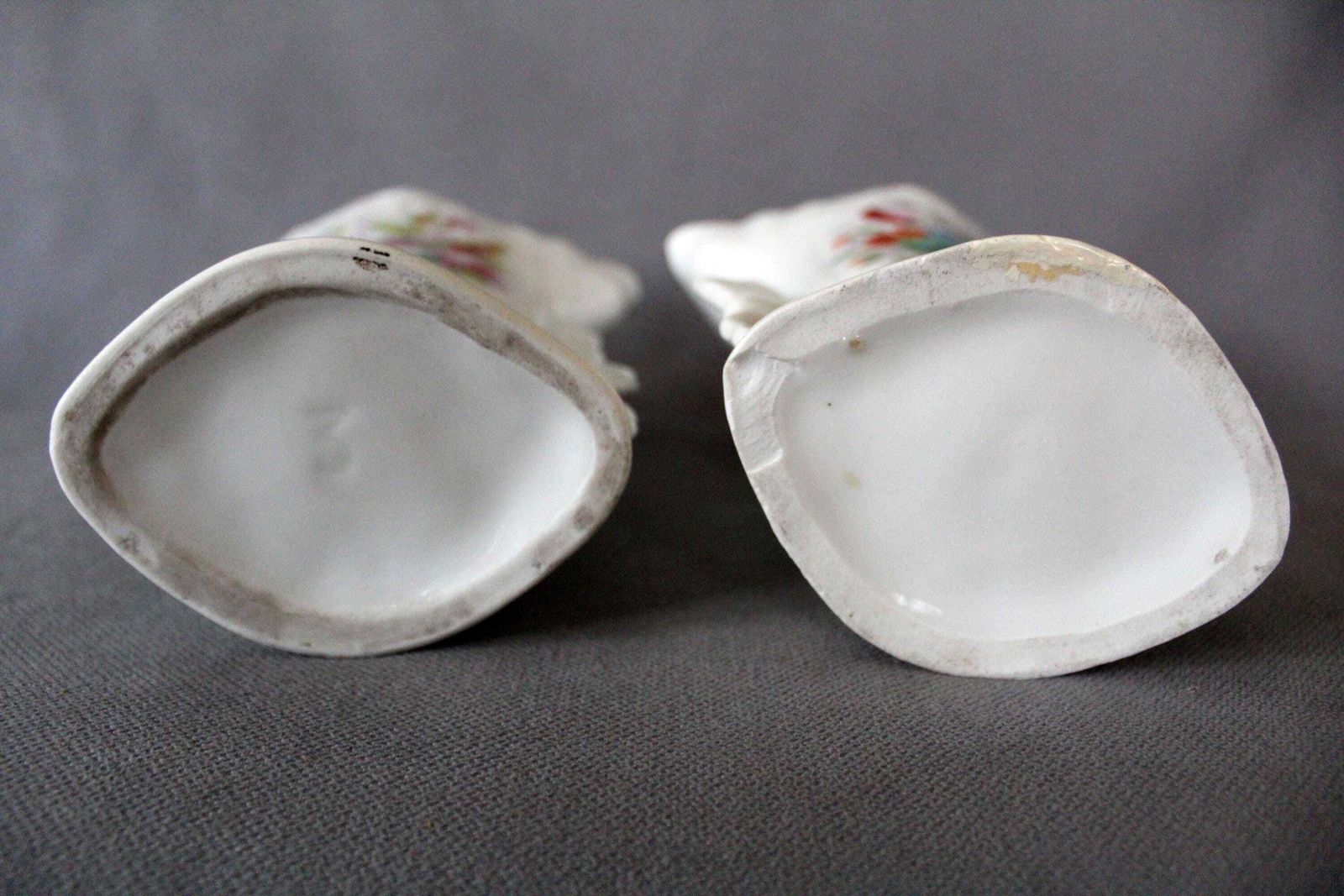 photo for sale Antique 2 Vieux Paris Porcelain Vases, Louis Philippe Cornet Vase, Bridal Vase, White Mantel Vase, Wedding Vase, Twin Vase, Hand Painted