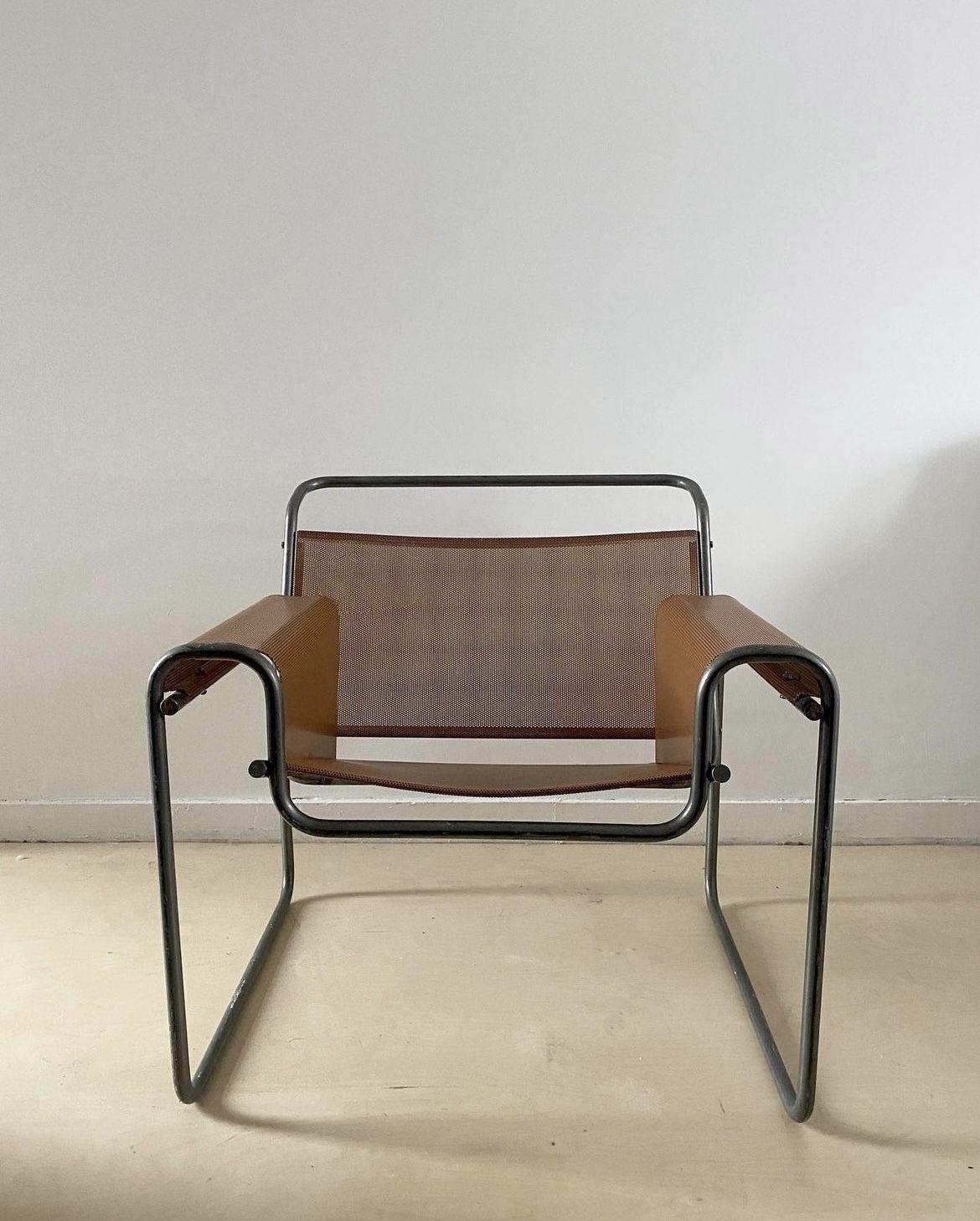Perforated Metal Chair In The Style Of Marcel Breuer