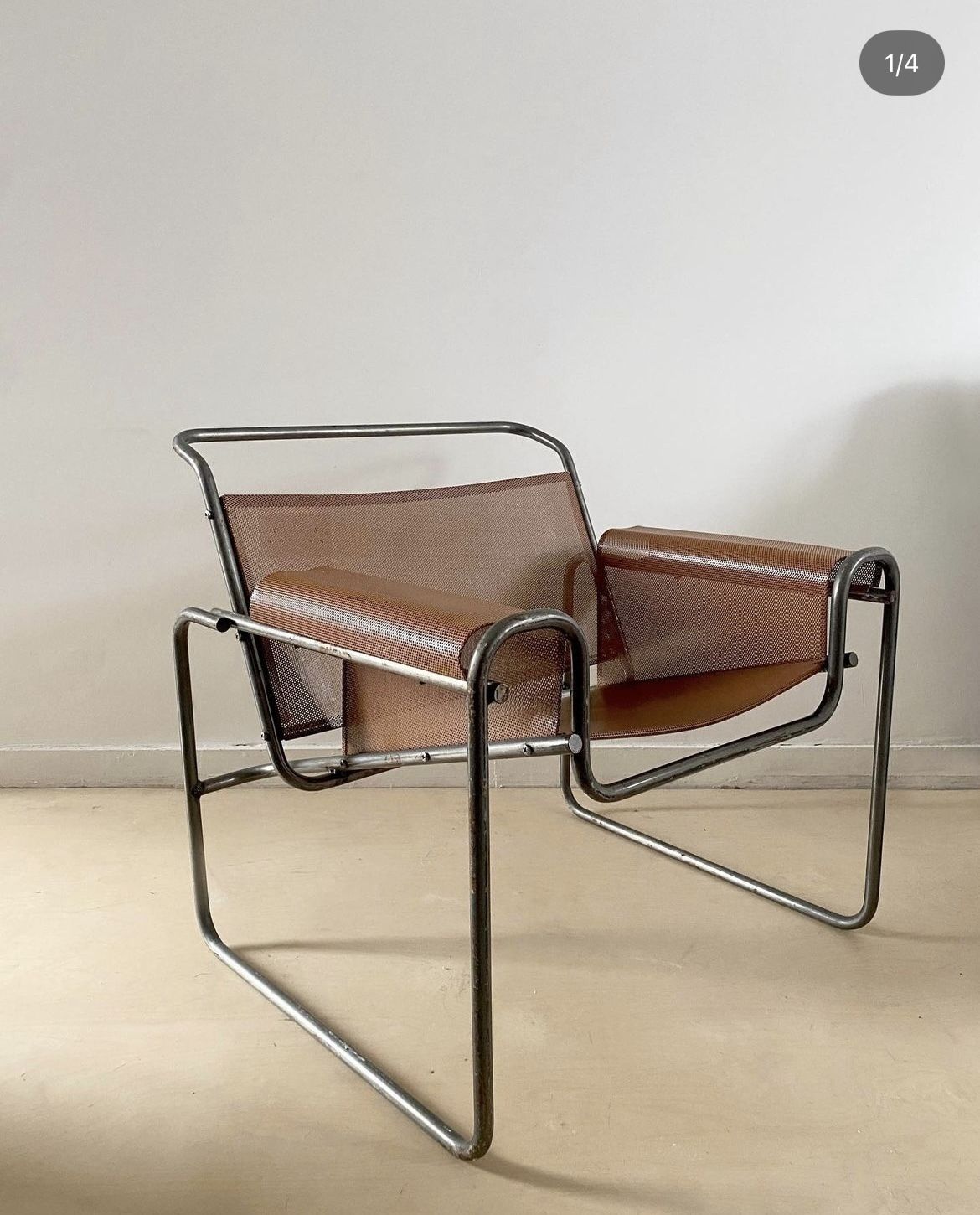 Perforated Metal Chair In The Style Of Marcel Breuer photo for sale