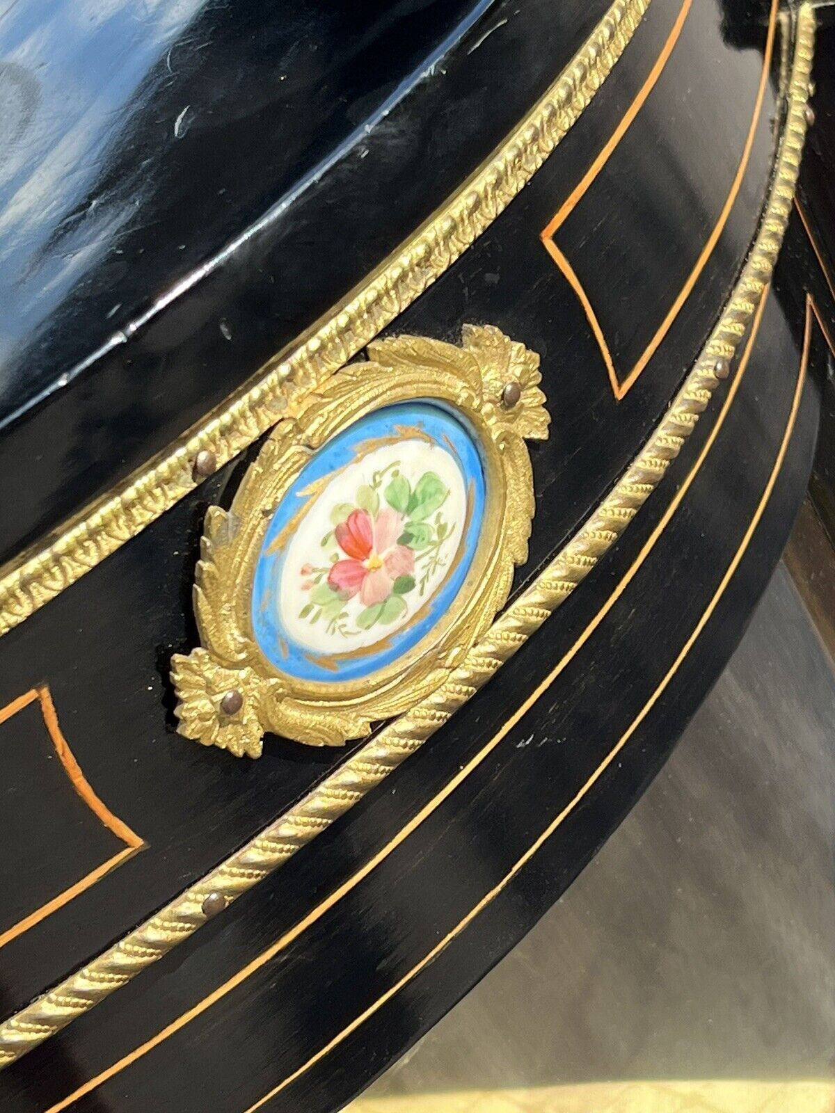 photo furniture Victorian French Empire Credenza With French Porcelain Plaques And Ormolu.