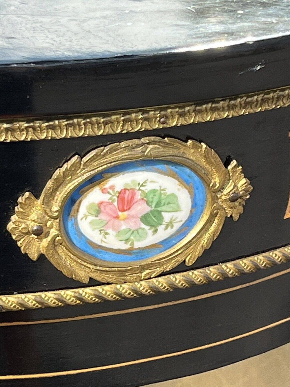 Furniture Victorian French Empire Credenza With French Porcelain Plaques And Ormolu. photo