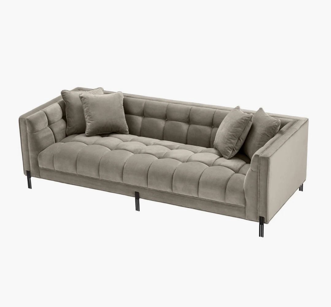 Eichholtz Sienna Sofa Greige Velvet photo for sale