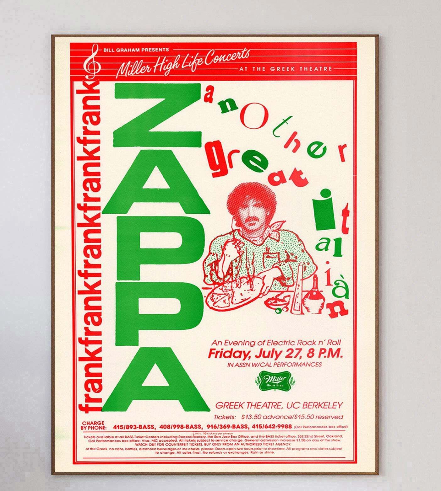 Frank Zappa   The Greek Theatre  Original Vintage Poster photo 389.0