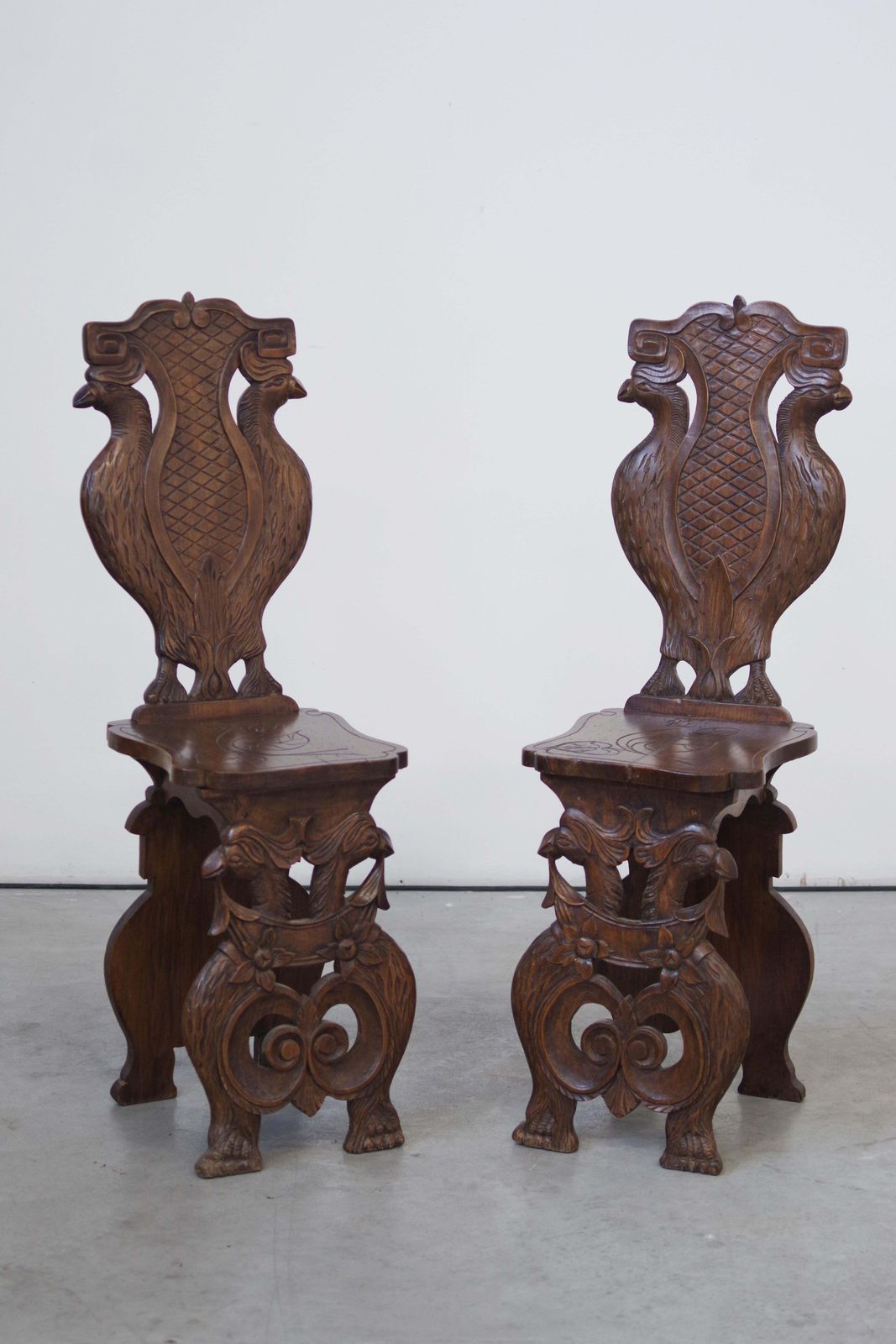 photo for sale Pair Of Hand Carved Late 19th Century Chairs – Ornate Antique Craftsmanship