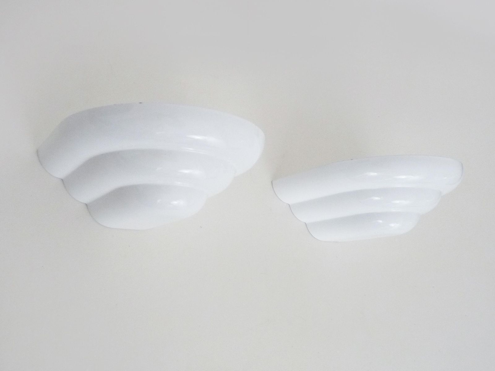 Pair Of Art Deco Style Wall Lights In White Lacquered Metal. Year 80 photo Lighting