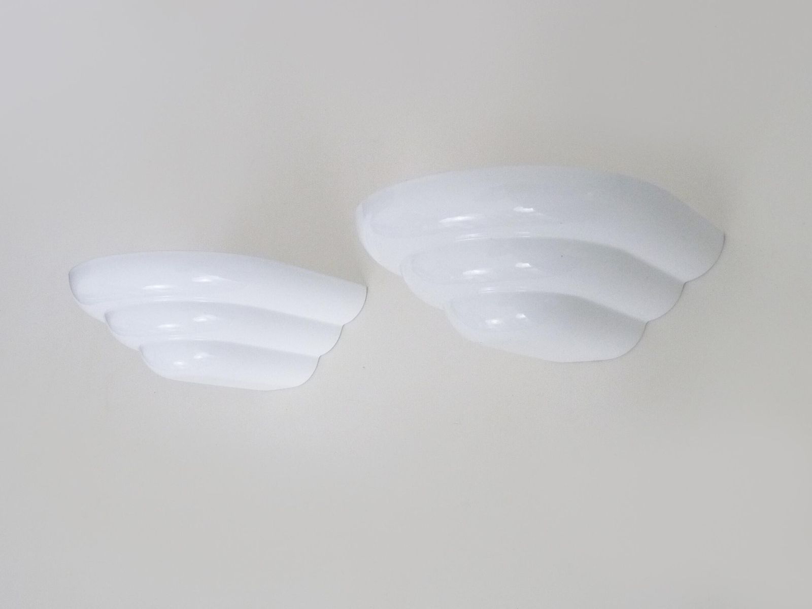Pair Of Art Deco Style Wall Lights In White Lacquered Metal. Year 80 photo 232.0