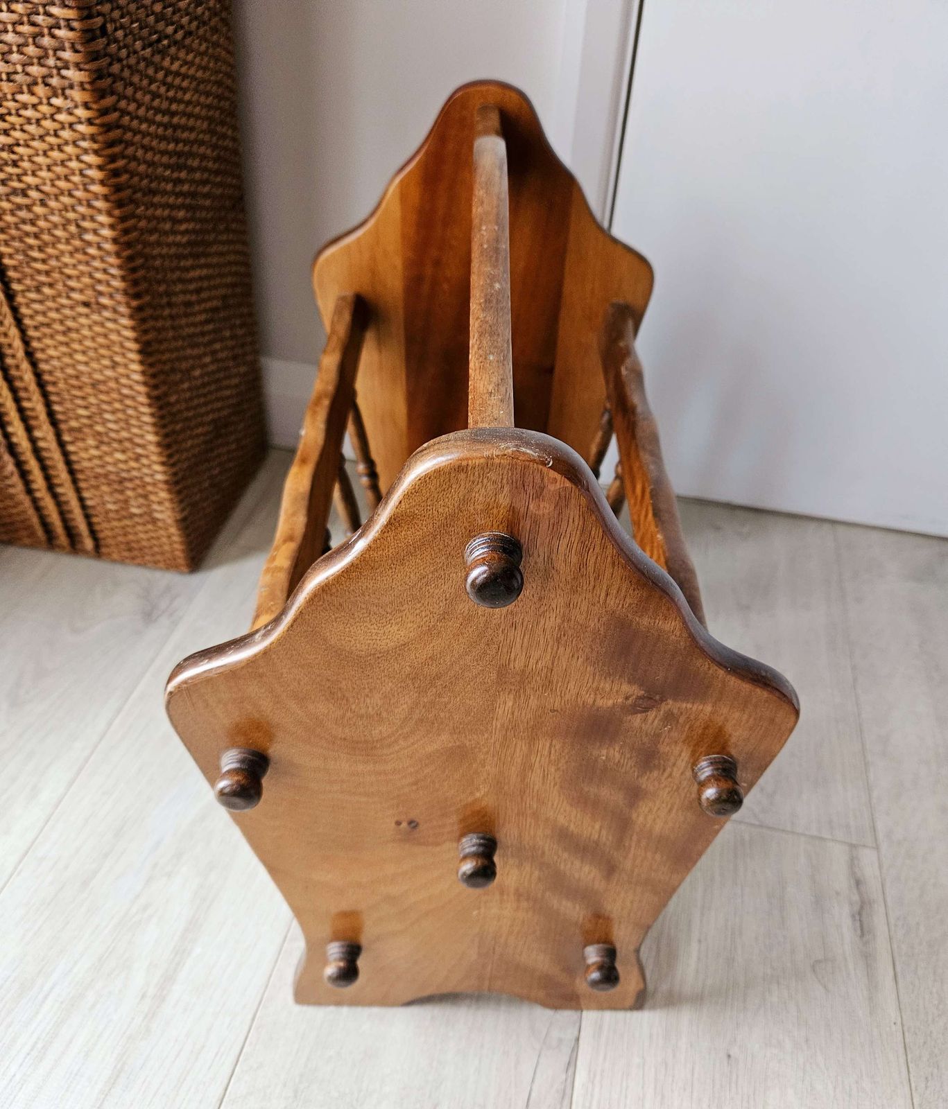 Mid Century Magazine Rack In Polished Wood photo Home Decor
