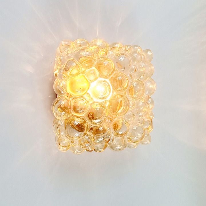 Mid Century Amber Bubble Glas Wandlamp Van Helena Tynell Voor Limburg, Duitsland, Jaren 1970 photo vintage