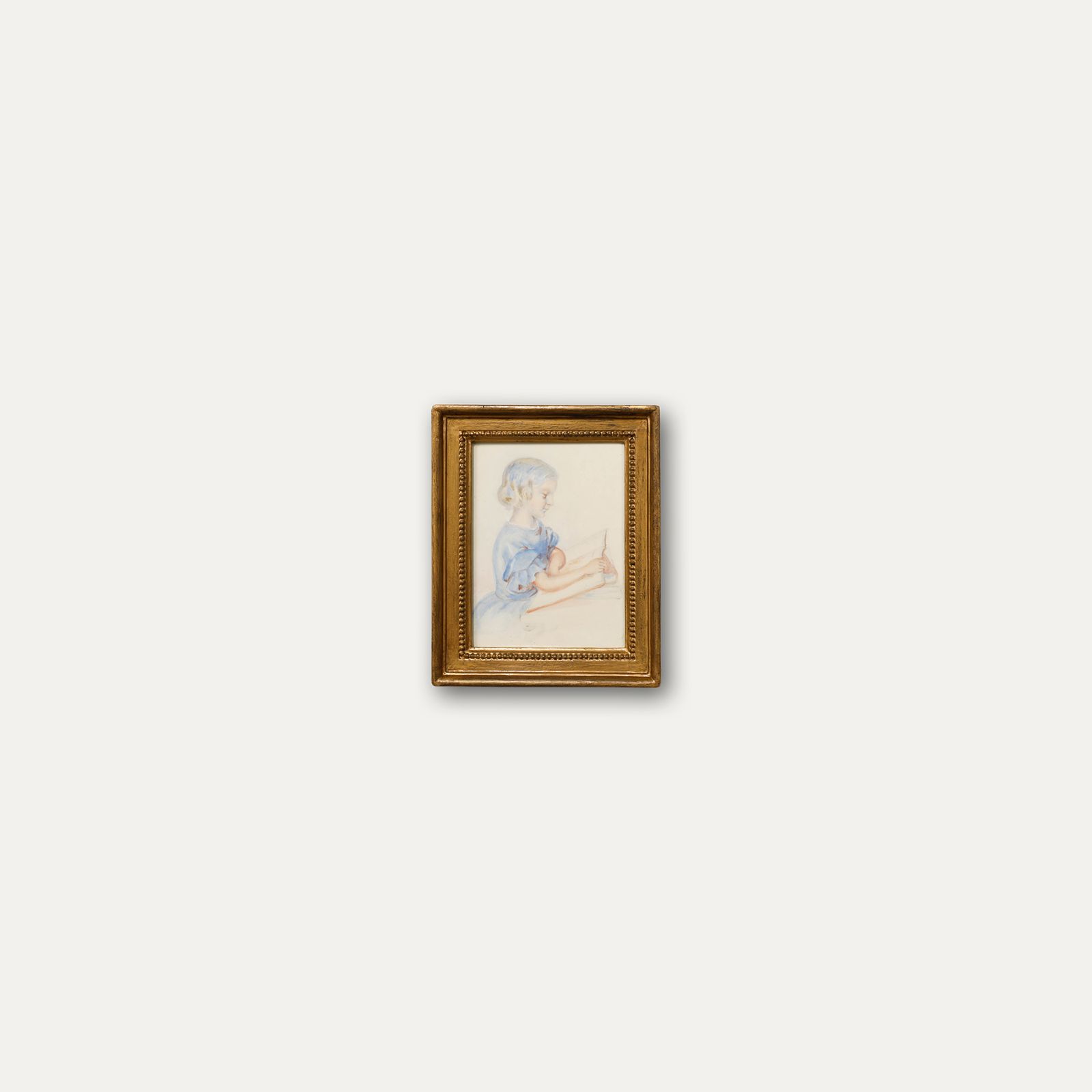 Late 19th Century Watercolour Little Girl Reading photo vinterior