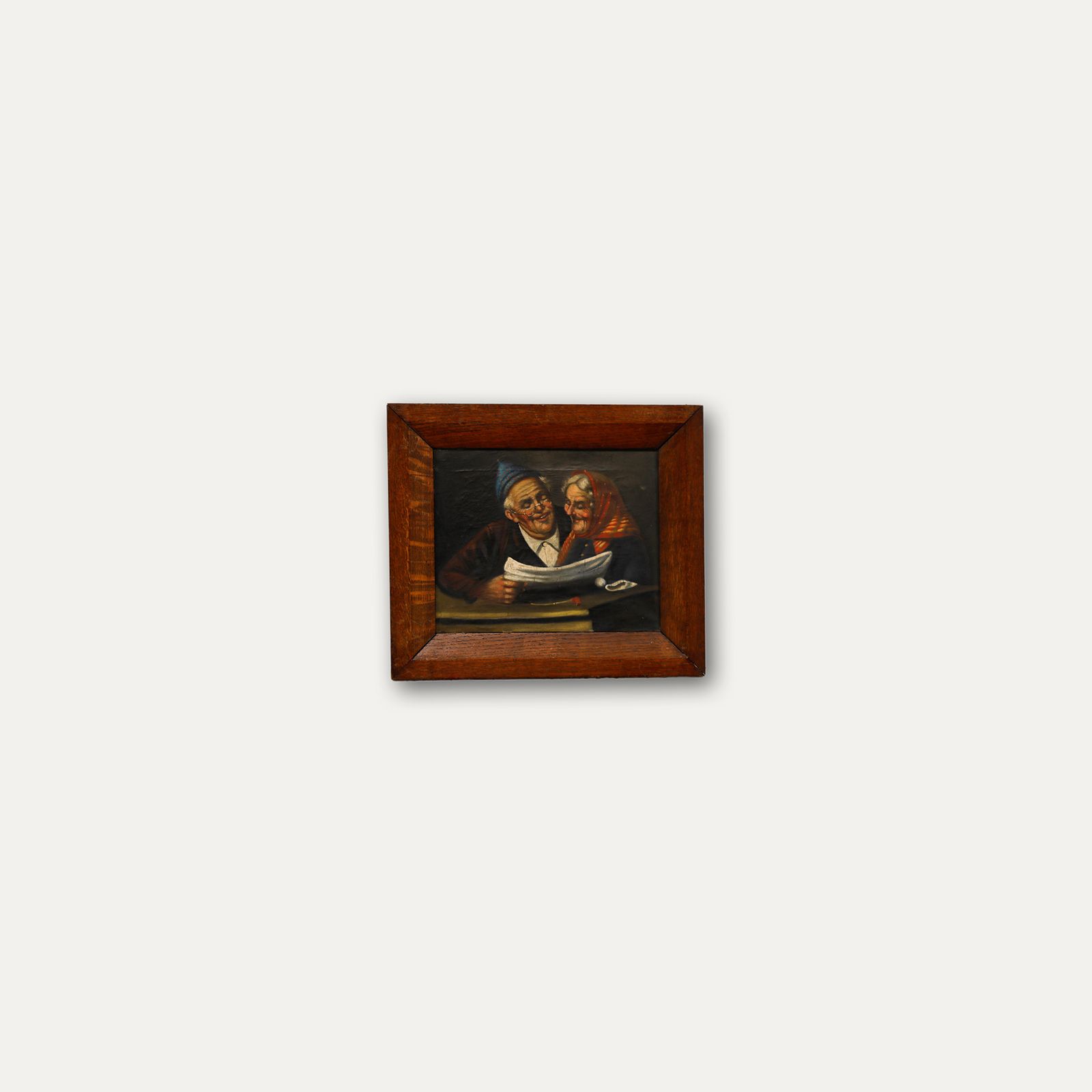 Italian School Early 20th Century Oil Old Couple Reading photo vinterior