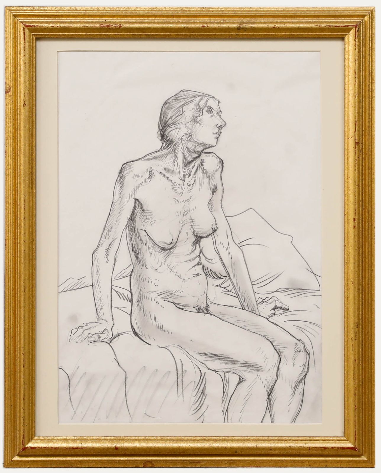 Attrib. Kathe Strenitz (1923 2017) Framed Graphite Drawing, Female Nude