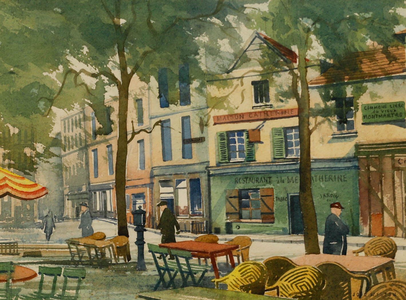 John Weston Early 20th Century Watercolour, Old Montmartre photo furniture