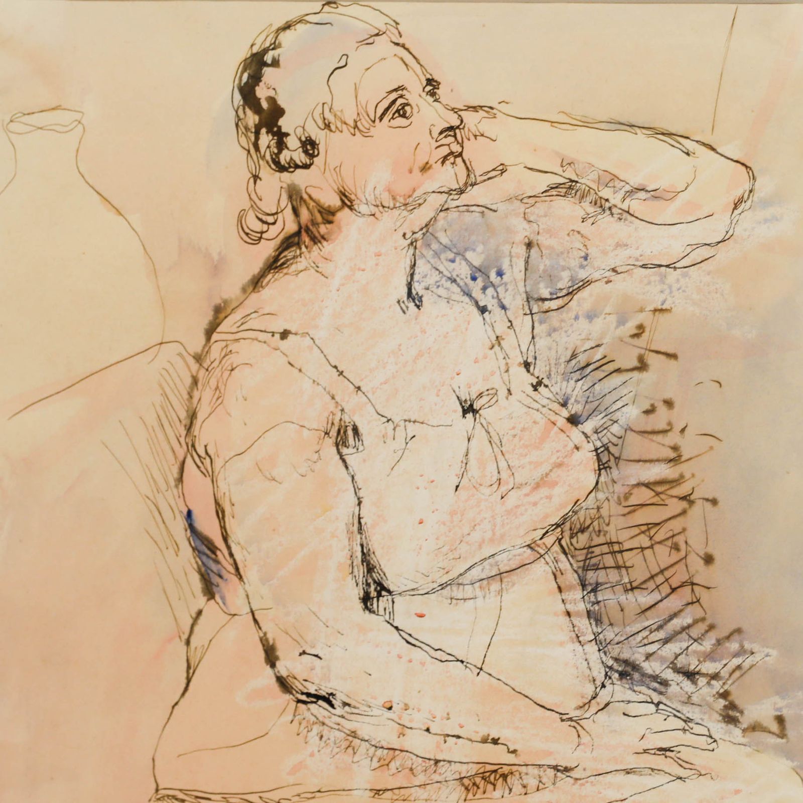 Brian Chugg (1926 2003) Framed Mid 20th Century Pen And Ink Drawing, My Mother photo Art