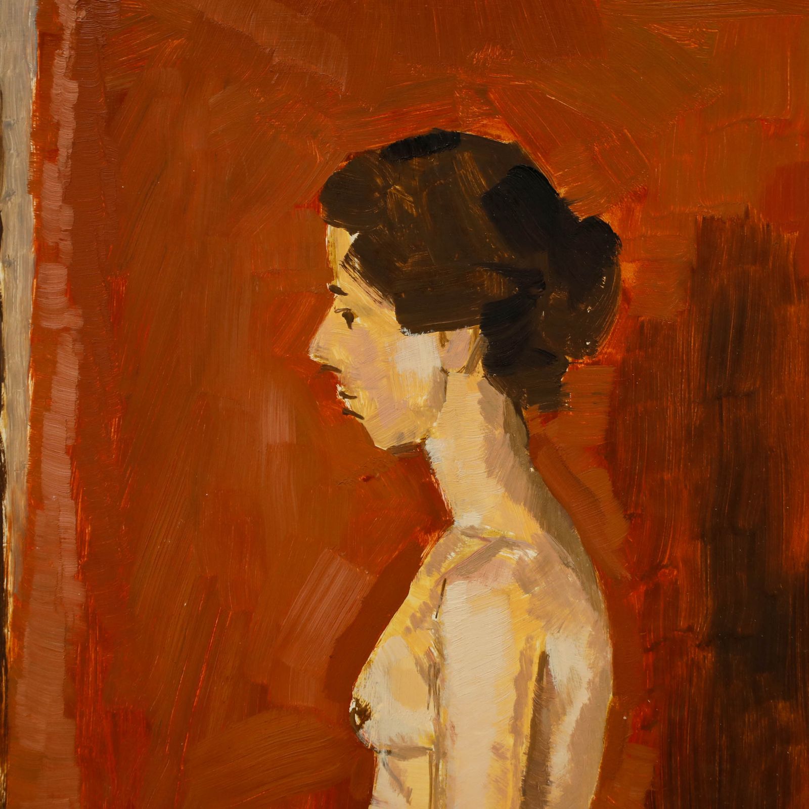 Brian Chugg (1926 2003) Mid 20th Century Oil, Nude In Profile photo Art