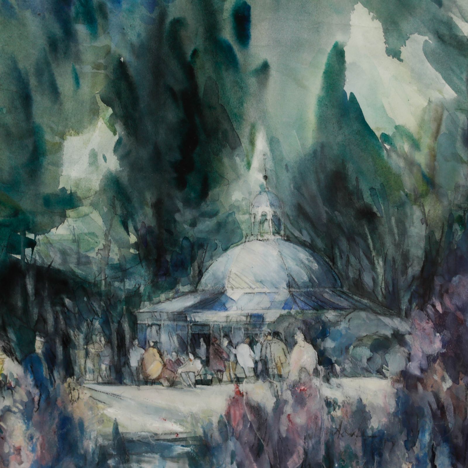 Harold Wharfe 20th Century Watercolour, Celebration In The Pavilion photo Art