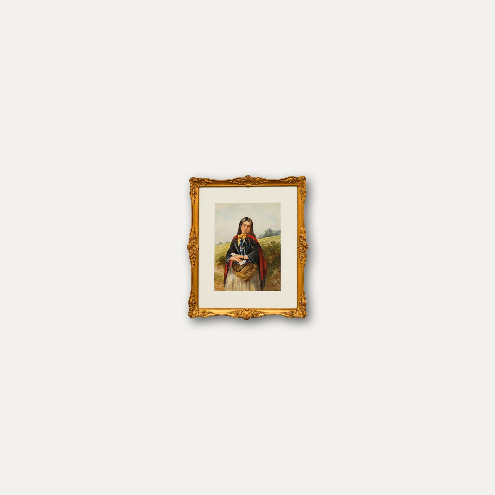 Framed Late 19th Century Watercolour Portrait Of A Gypsy Girl photo vinterior