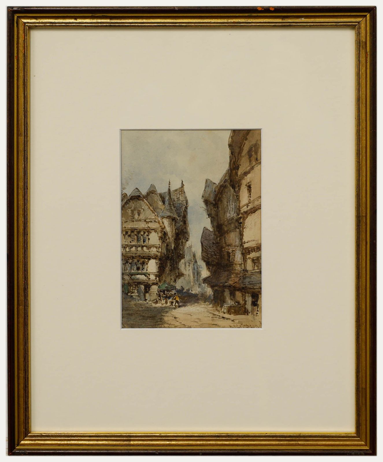 Follower Of Samuel Prout Framed 19th Century Watercolour, A Street In Augsburg