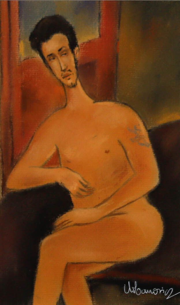 Urbanovicz 20th Century Pastel, Male Nude photo furniture