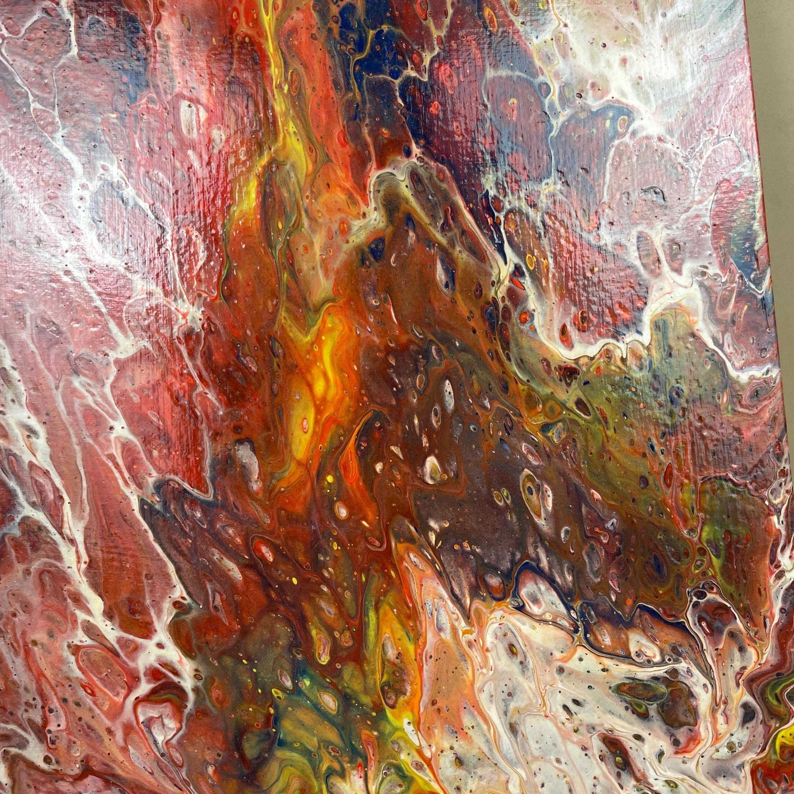 Vintage Marbled Painting Picture Original Artwork Canvas Marble Pattern Wood Frame Painted Art Rectangle 41x31cm Wall Hanging Marbling photo buy