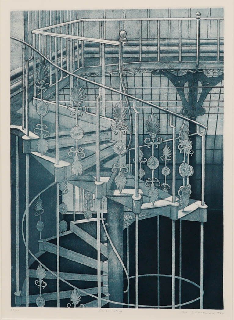 Pat Schaverien Framed 20th Century Aquatint, Conservatory photo furniture