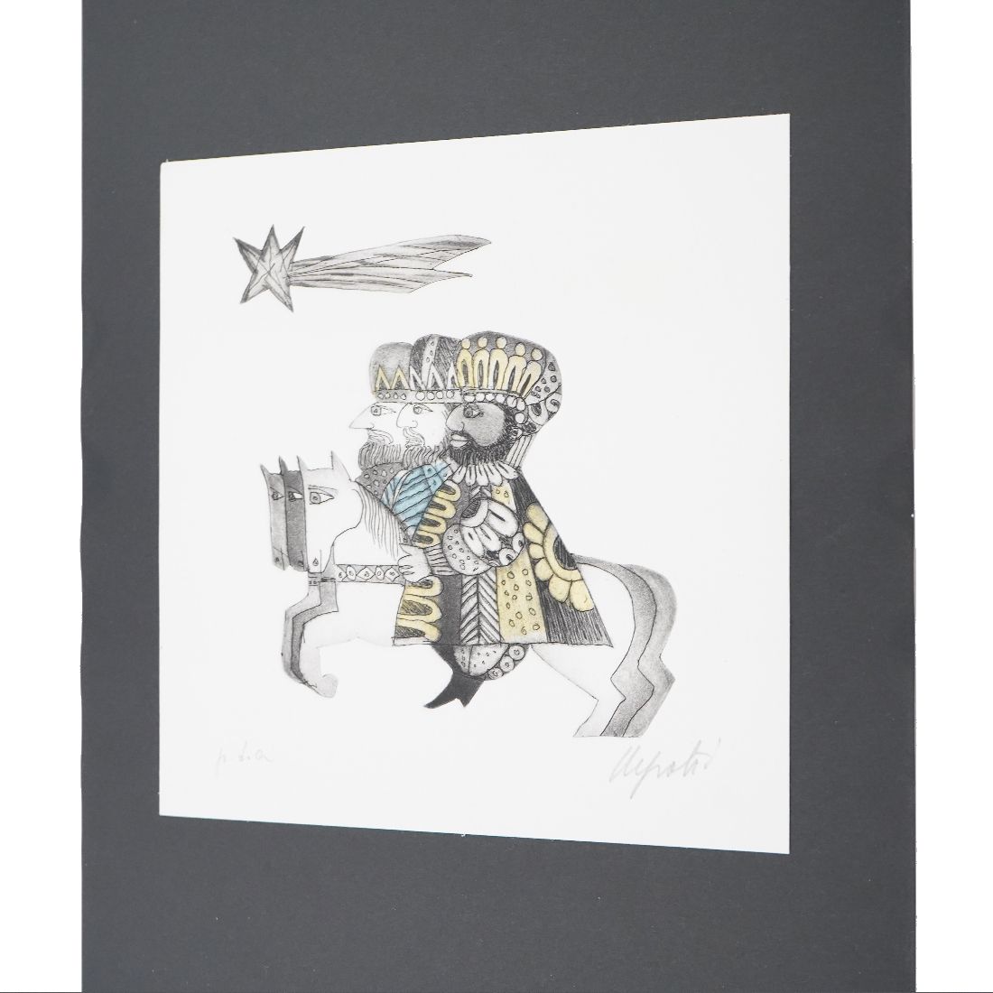 Colour Screen Print “The Three Wise Men” By Emanuele Luzzati, 1980s photo for sale