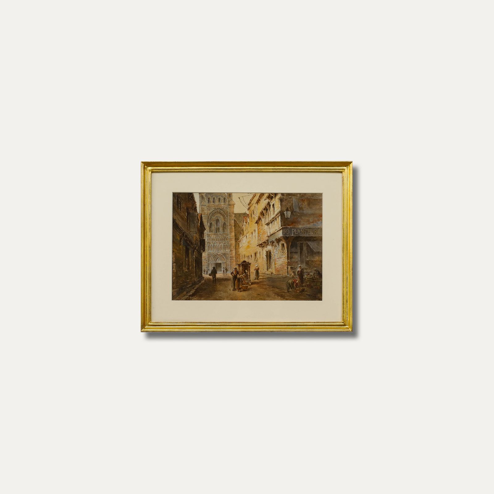 H. C. Sylvester Framed 1904 Watercolour, Cathedral Of Saint Pierre De Lisieux photo vintage