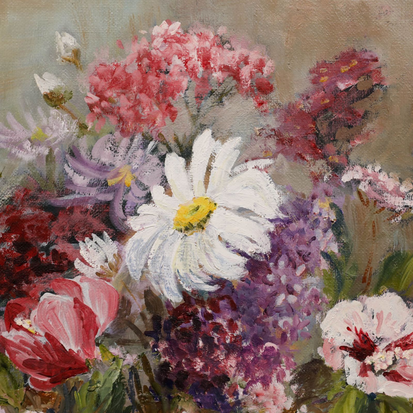 Mid 20th Century Oil Wildflower Arrangement photo 269.0