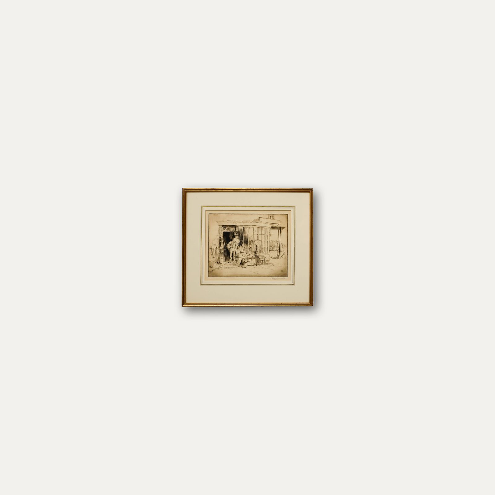 Percy Lancaster (1878 1951) Framed Etching, The Antiques Dealer photo buy