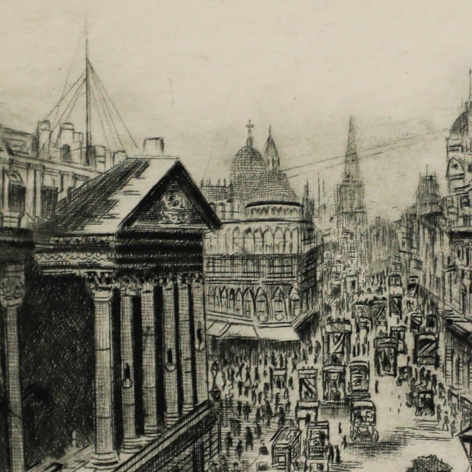 Nicol Laidlaw Ra (1886 1929) Framed Etching, The Mansion House photo Art