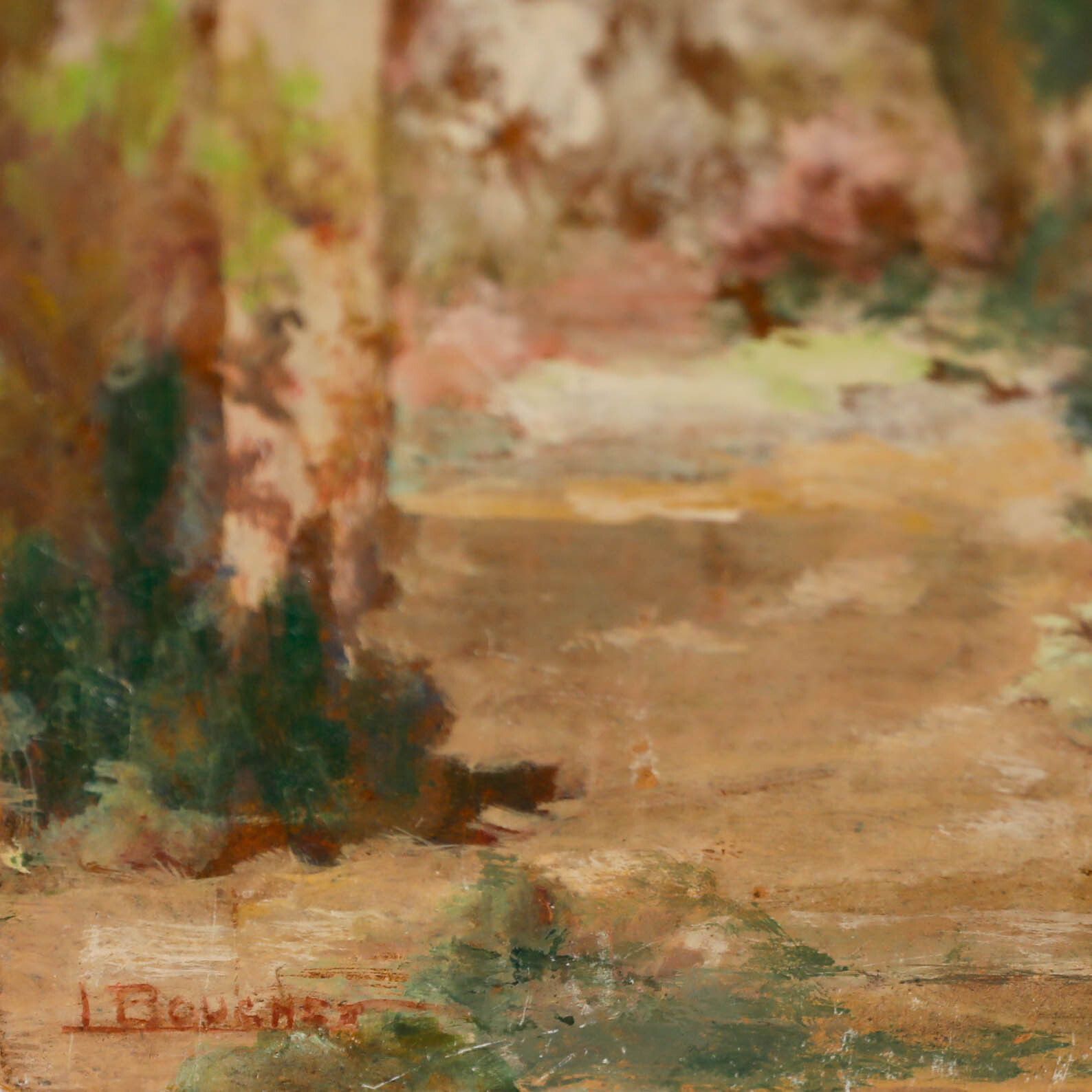 I. Boucher Mid 20th Century Oil, Dans Le Jardin photo 88.0