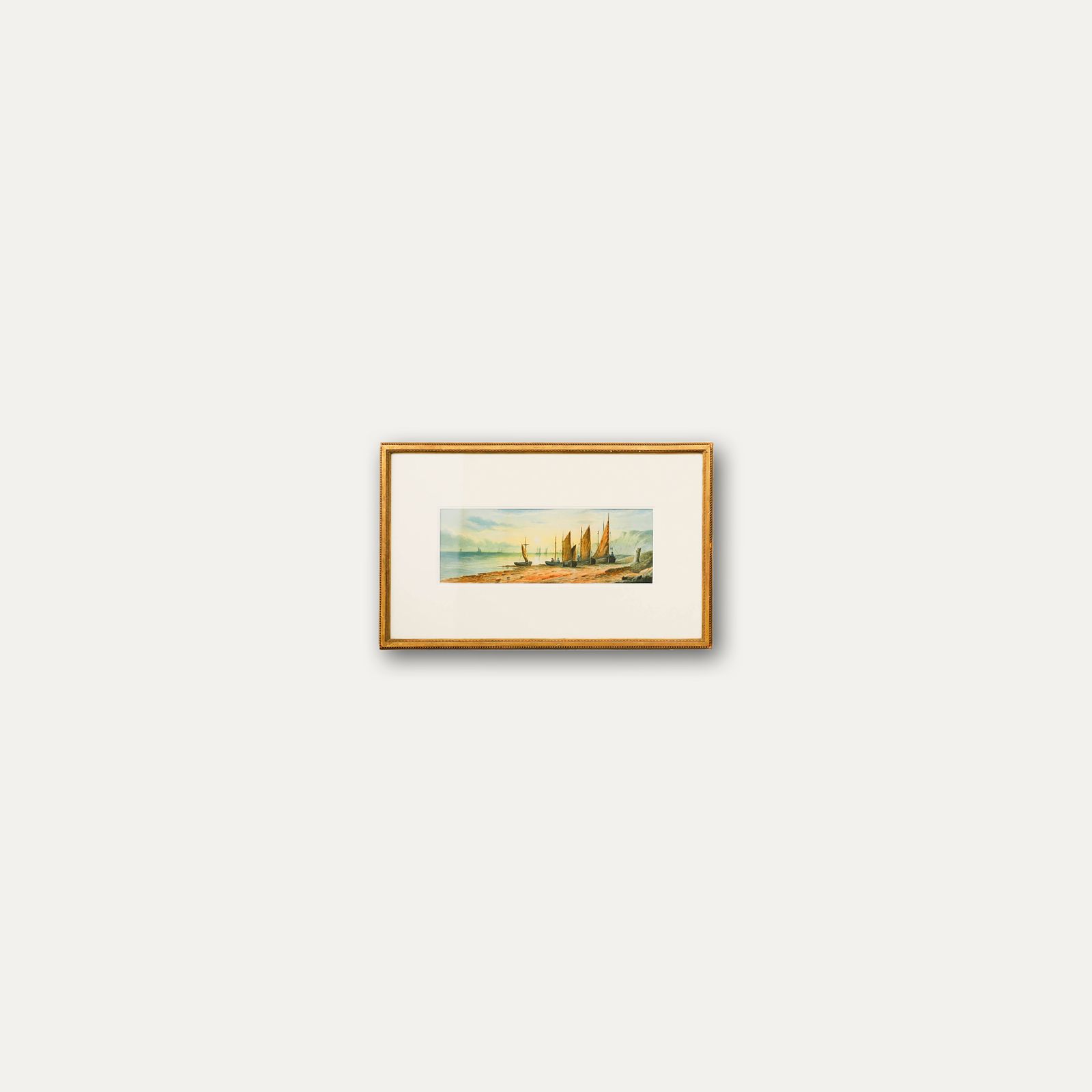 Late 19th Century Watercolour Beached Sailing Boats photo vinterior