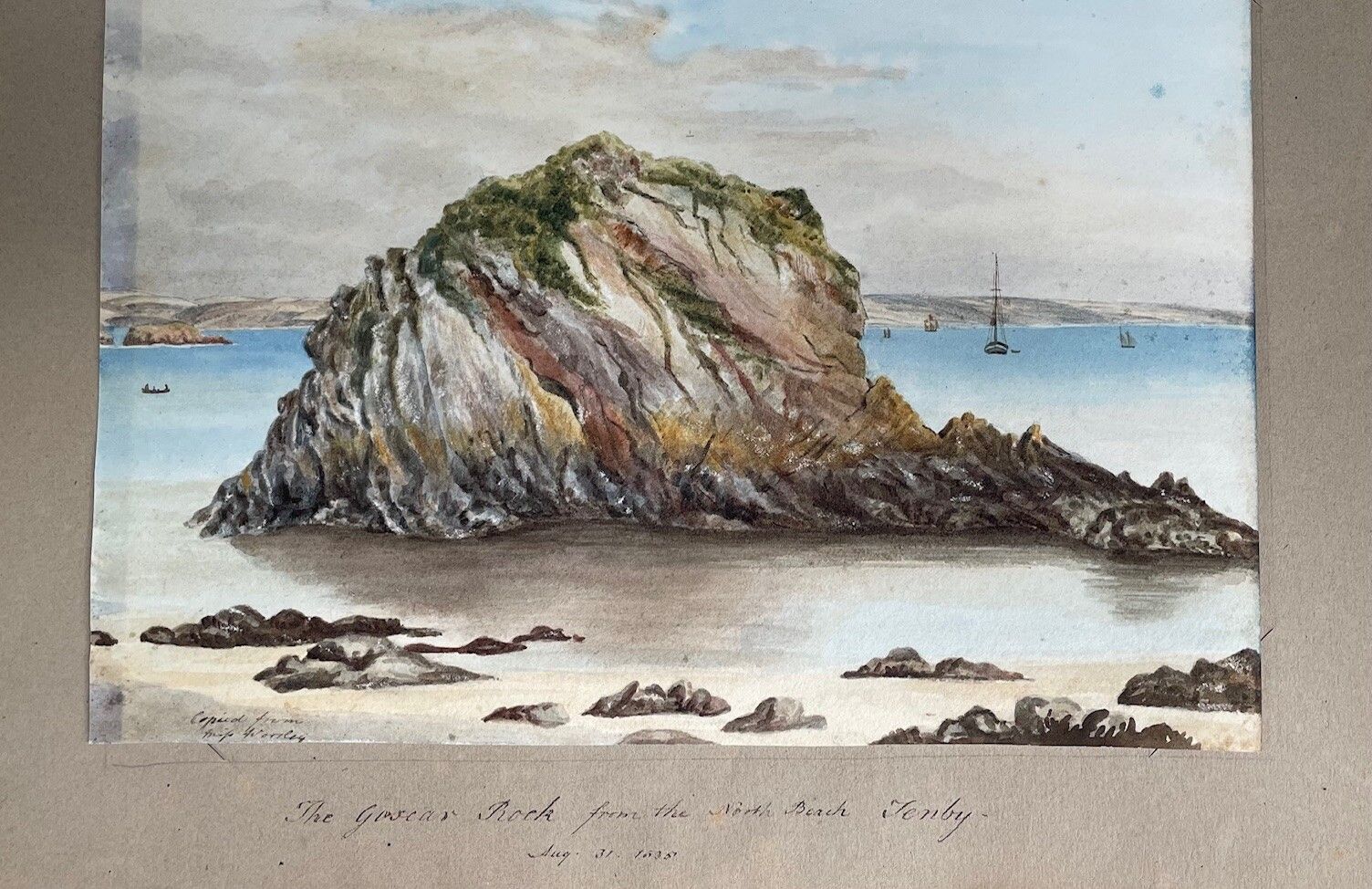 1835 Watercolour The Goscar Rock, Tenby photo vinterior