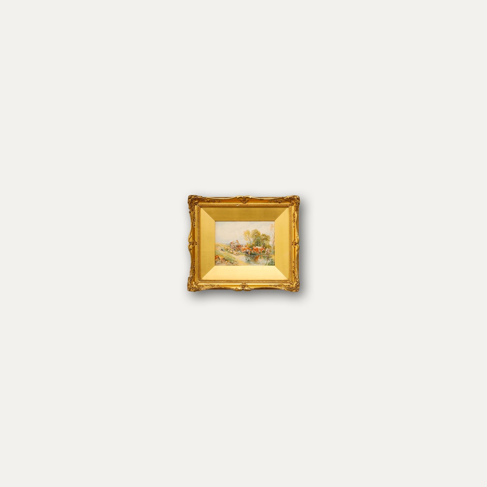 W. Foster Late 19th Century Watercolour, Farming Couple  & Their Livestock photo buy