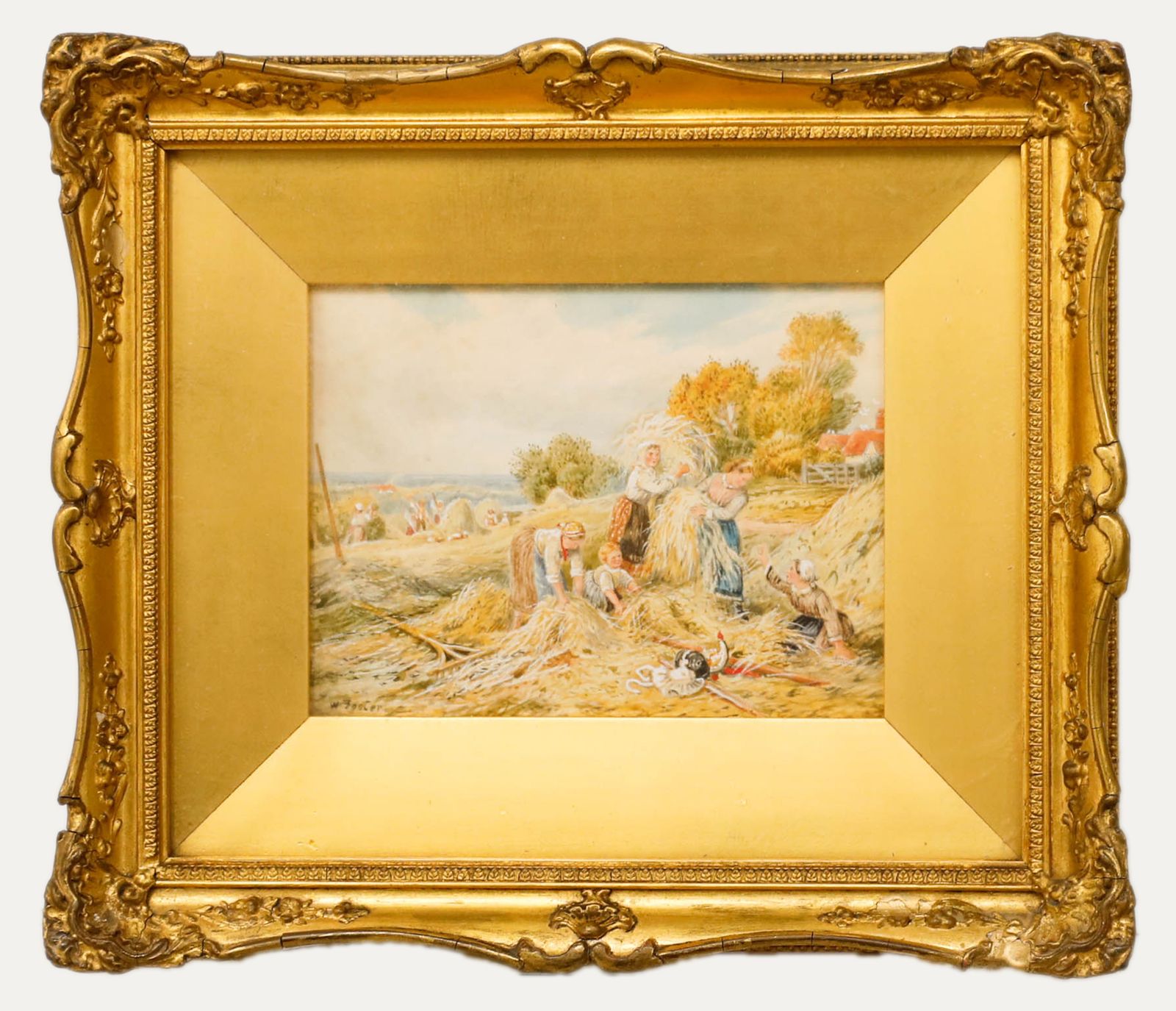 W. Foster Framed Late 19th Century Watercolour, Gathering In The Hay