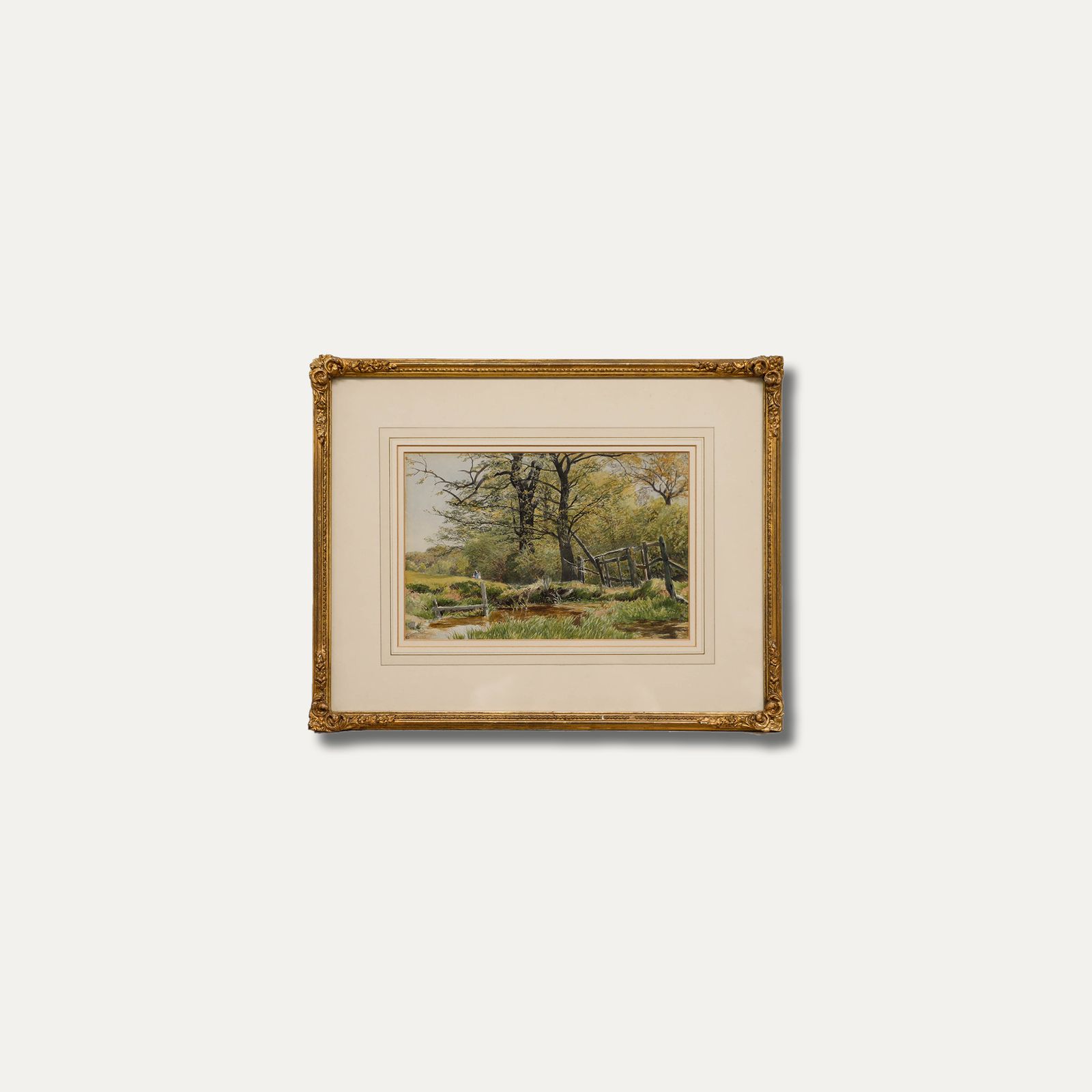 G. Davidson Framed Late 19th Century Watercolour, On The Woodland Boundary photo vintage