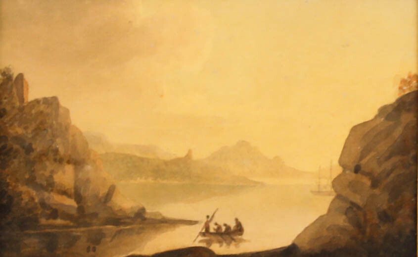 Early 19th Century Watercolour Dawn On The Lake photo furniture