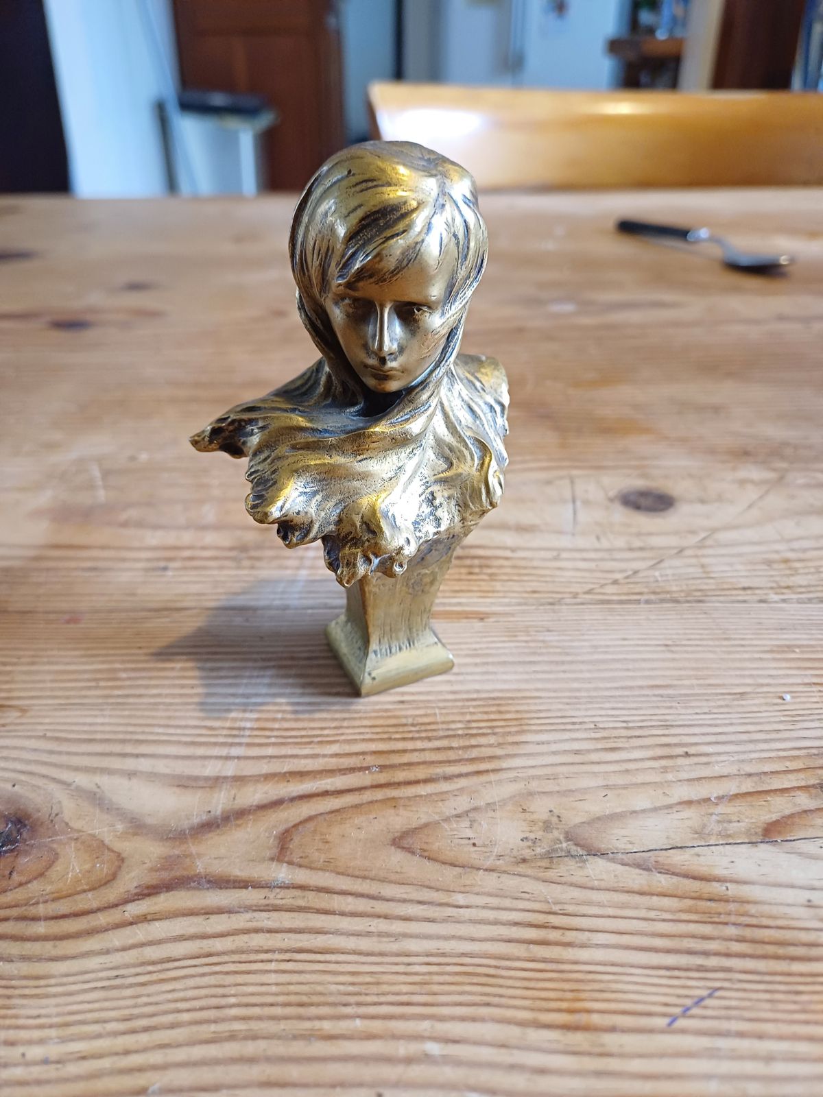 Jules Aimé Grosjean 1872 1906 Gilt Bronze 19th Bust Of Young Woman