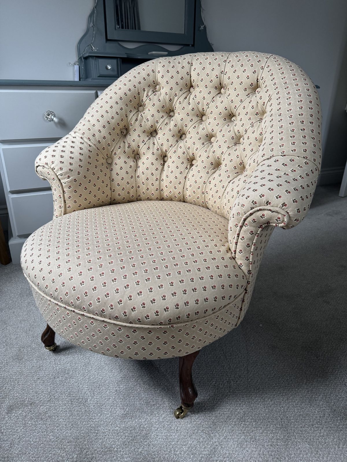 Victorian Bedroom Chair   Reupholstered