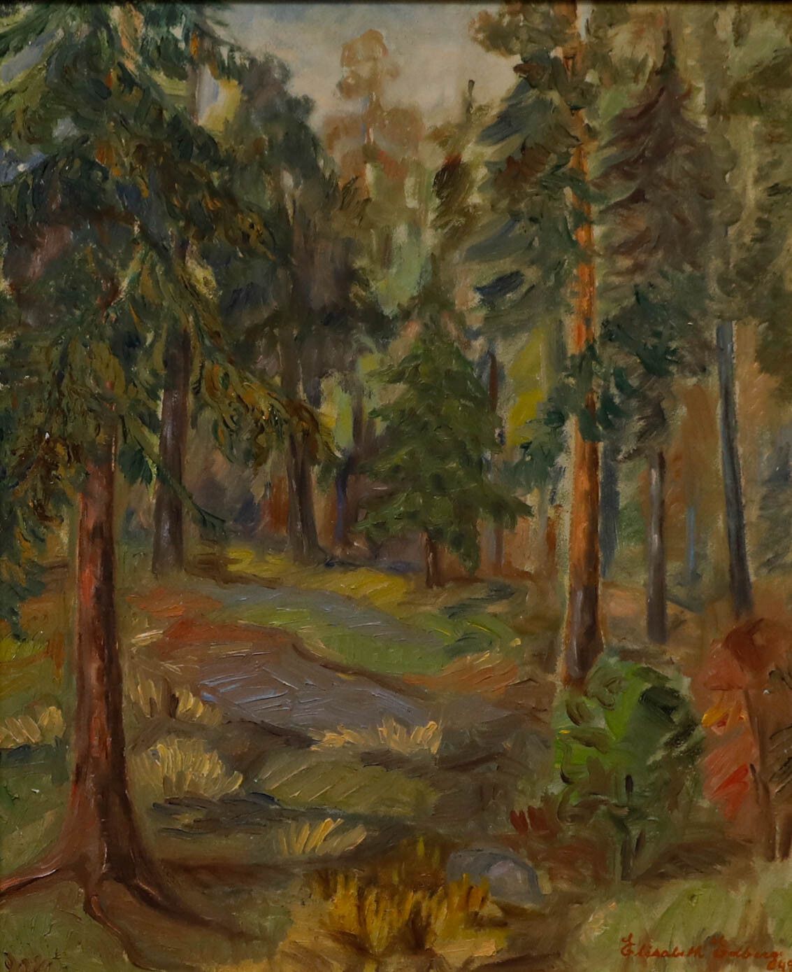Elisabeth Edberg Scandinavian Mid 20th Century Oil, A Woodland Stream photo furniture