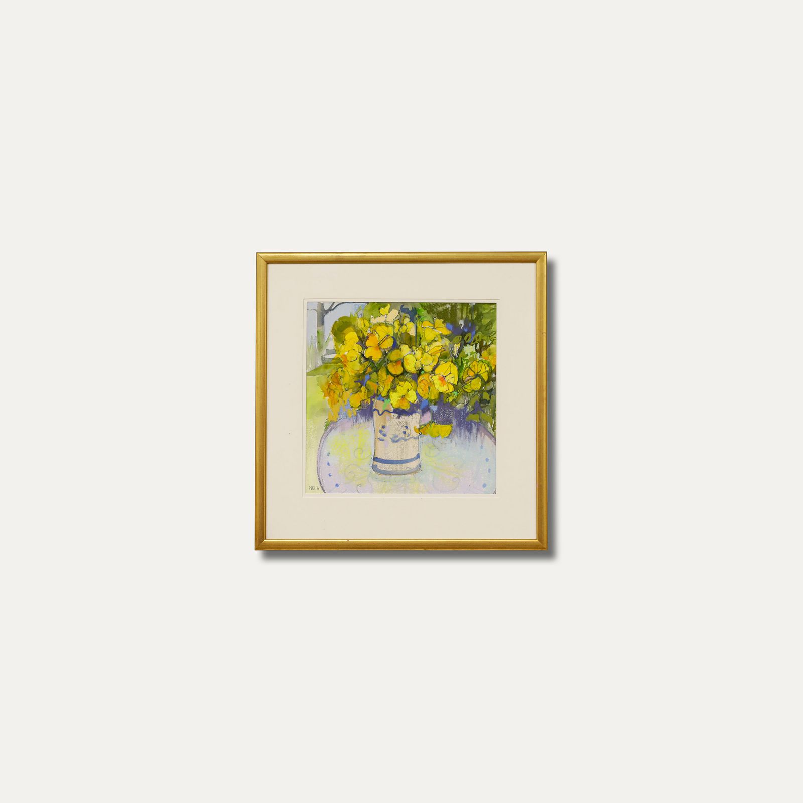 Nola Armstrong 20th Century Mixed Media, Pansies In The Garden photo buy