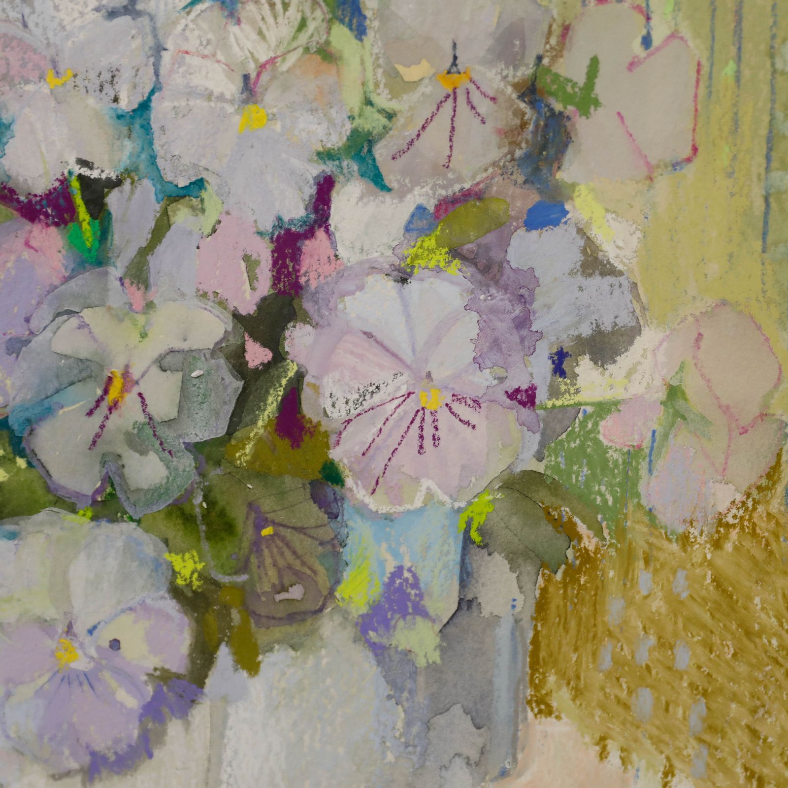 Nola Armstrong 20th Century Mixed Media, Pansies photo Art