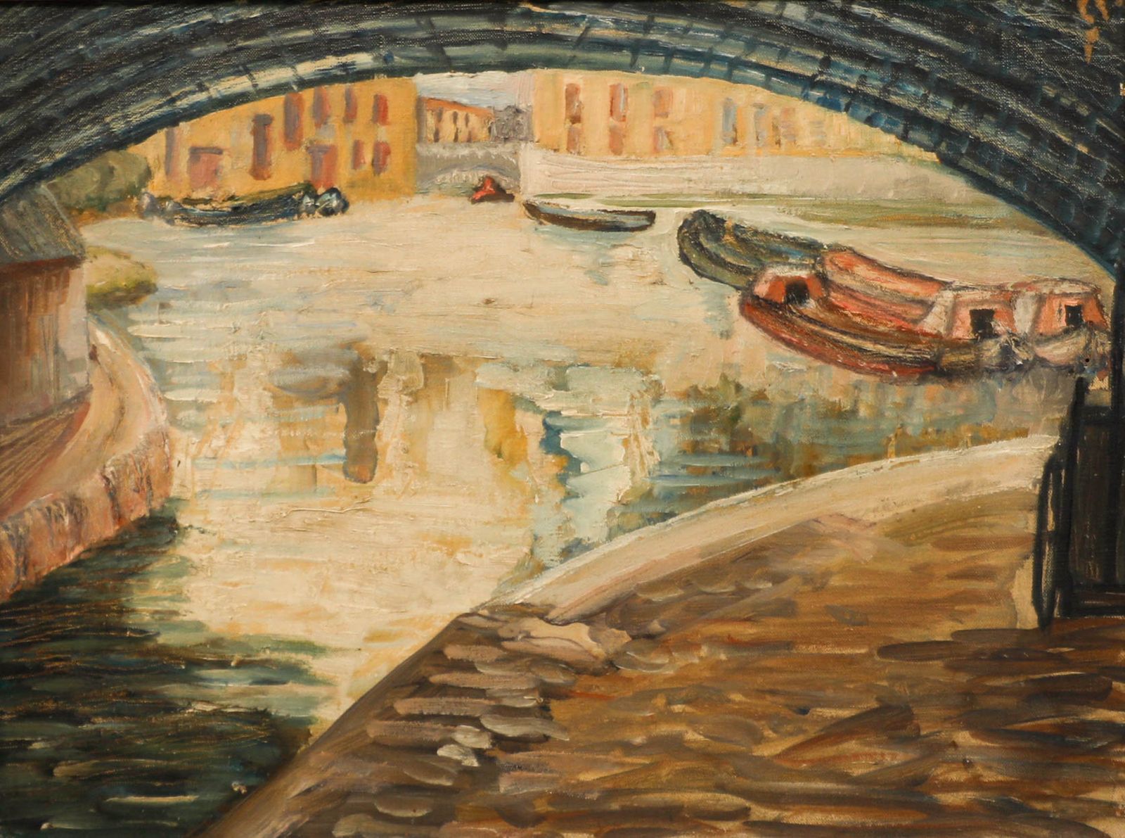 Attrib. Adrian Daintry Rwa (1902 1988) Mid 20th Century Oil, Under The Bridge photo furniture