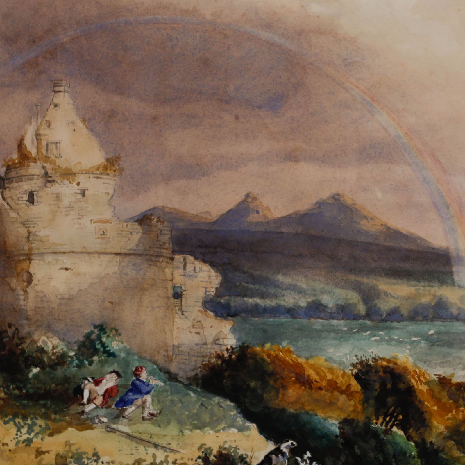 19th Century Watercolour View Of The Double Rainbow photo for sale