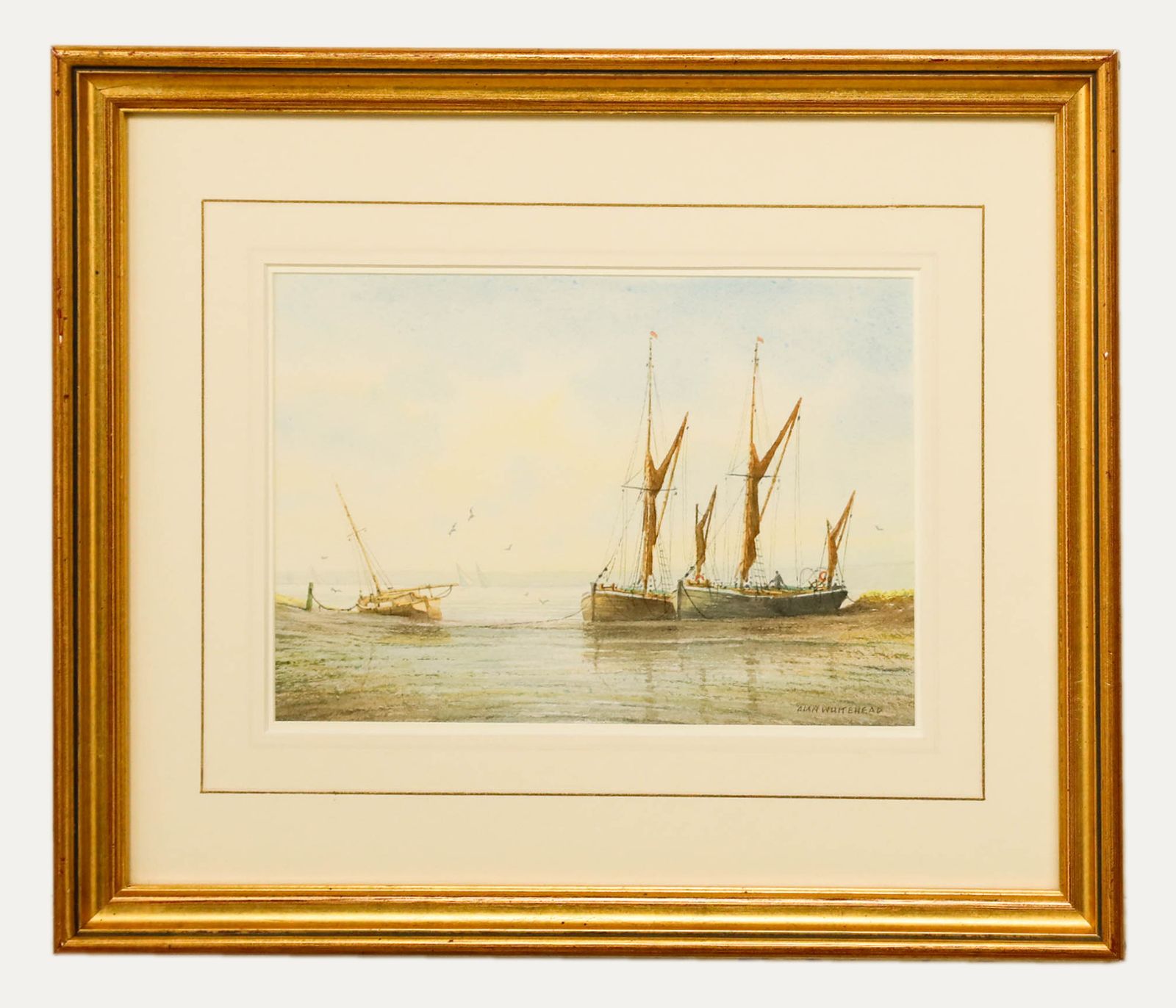 Alan Whitehead (B.1952) Framed Contemporary Watercolour, Waiting For The Tide